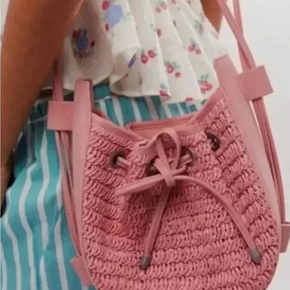 Free People Pink Woven Crossbody Bag